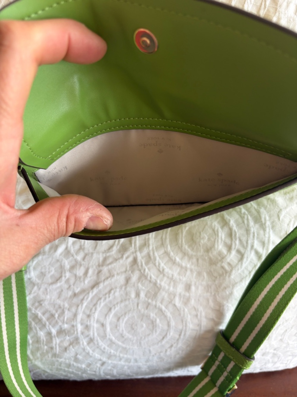 kate spade New York Lime Green Pebbled Leather Crossbody - Picture 6 of 7